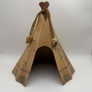 Hand Painted Ceramic Teepee Sculpture Thunderbird Southwest Pottery Boho Native